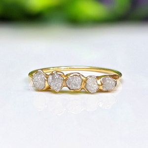 Raw Diamond Engagement Ring, Multi Diamond Eternity Ring Gold ...