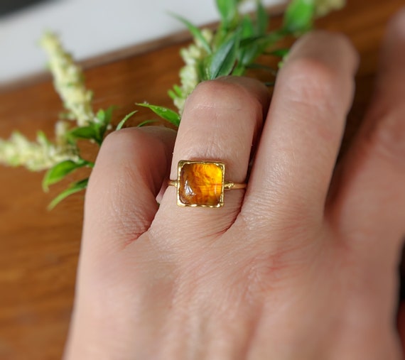 Baltic Amber Square Ring Baltic Amber Square Ring