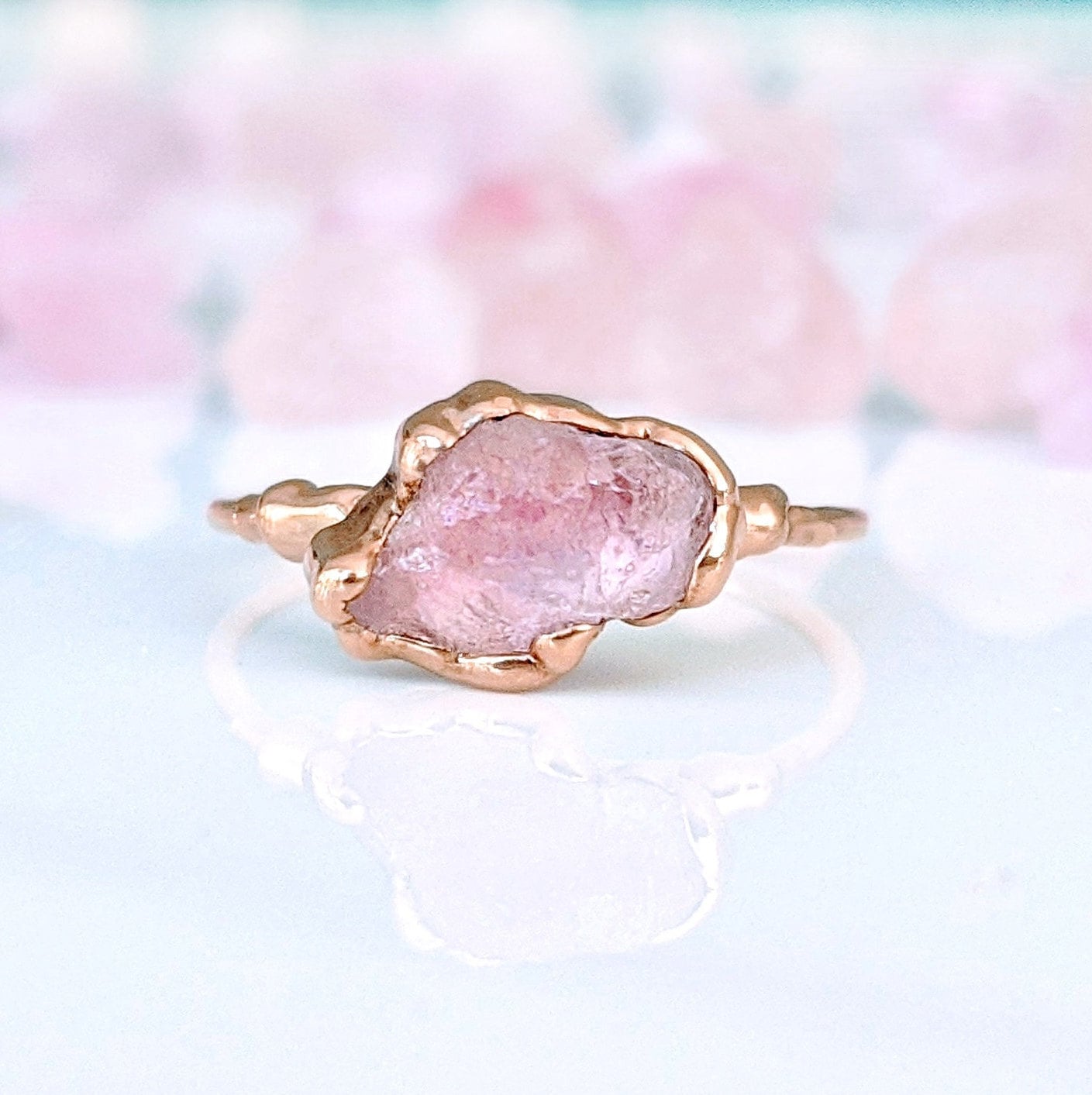 Raw Rose Quartz Ring Raw Gemstone Ring Pink Crystal Ring For Etsy Canada