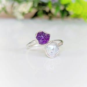 Toi et Moi gemstone ring, Custom birthstone ring, Personalized gemstone ring, Custom Jewelry, Raw gemstone ring, Unique Birthstone ring,