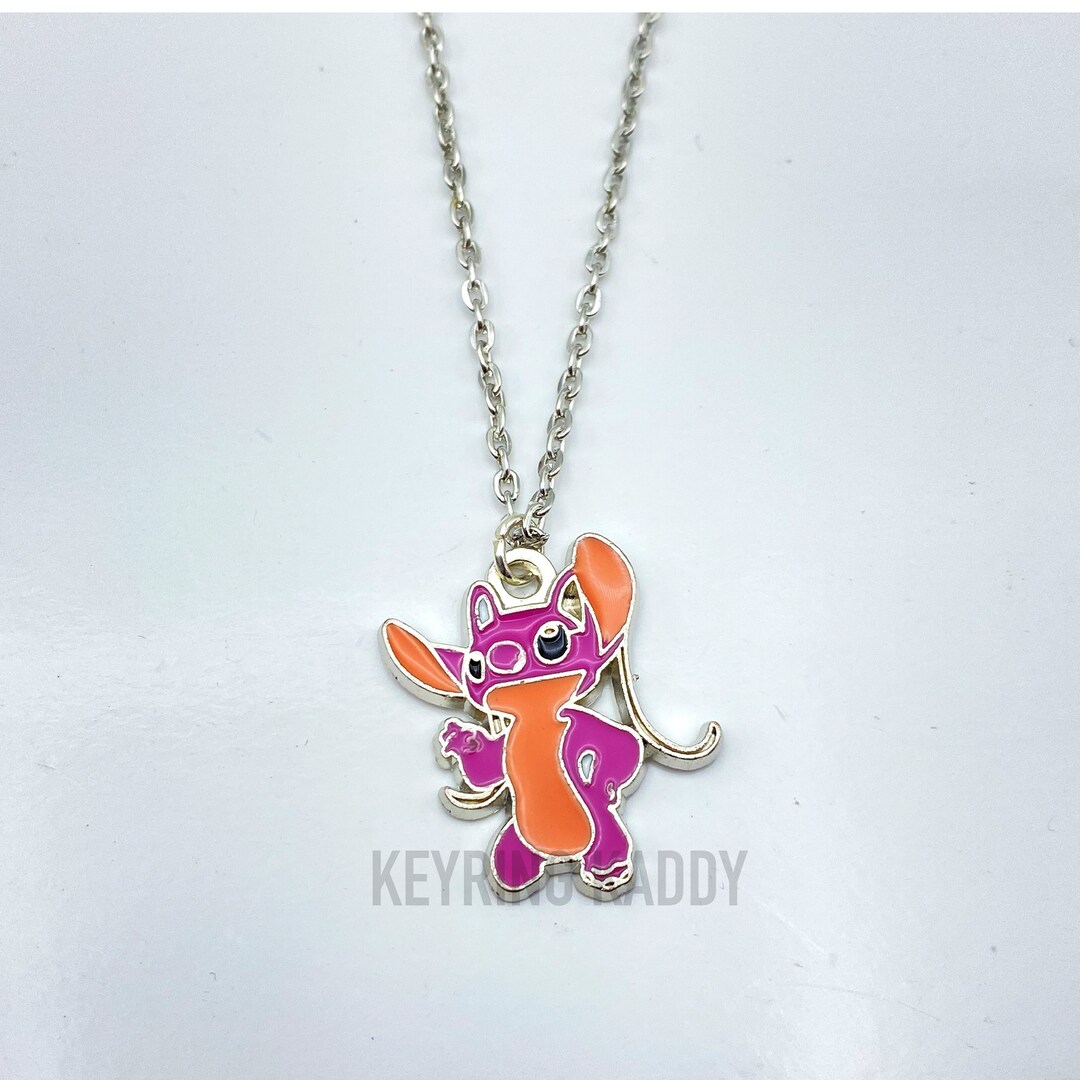 Lilo and Stitch Necklace Stitch Girlfriend Angel Enamel Charm Pendant