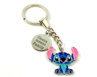 Lilo and Stitch Charm Keyring Ohana Means Family Charm Keyring Cute Enamel Stitch Charm Keyring Bag Charm Stocking Filler Gift Stitch Fan