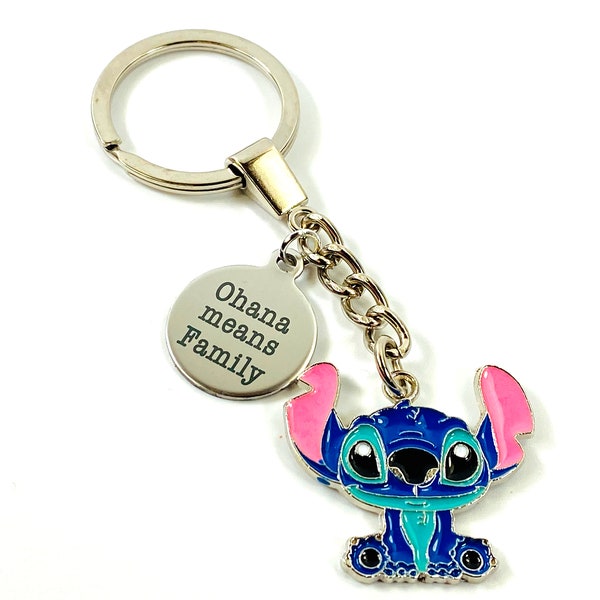 Lilo and Stitch Charm Keyring Ohana Means Family Charm Keyring Cute Enamel Stitch Charm Keyring Bag Charm Stocking Filler Gift Stitch Fan
