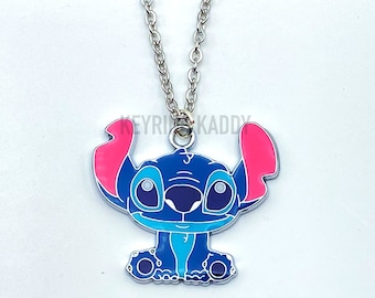 Stitch Necklace Lilo & Stitch Enamel Charm Pendant Necklace in Gift Bag Stitch Costume Jewellery Girls Charm Necklace Xmas Stocking Filler