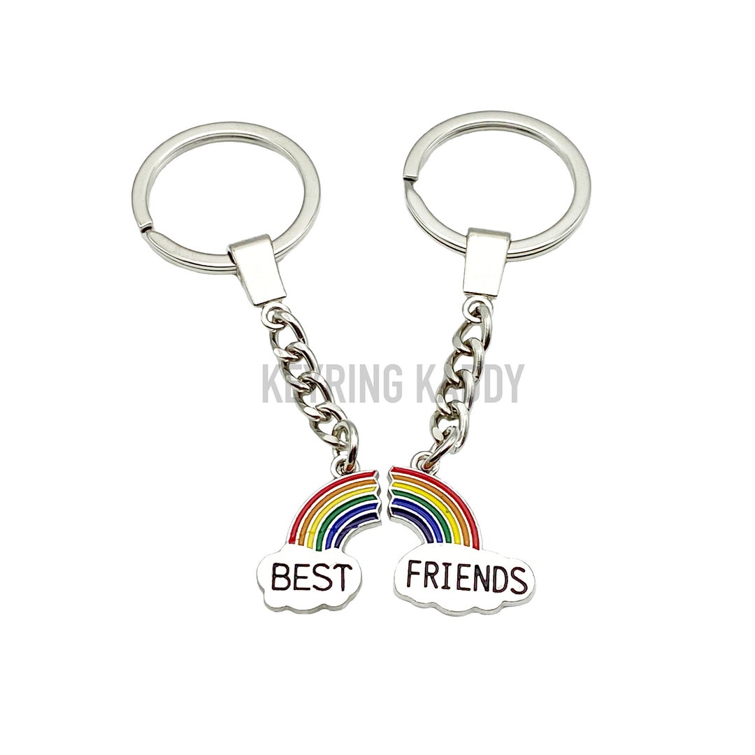 Best Friends Keyring X 2 Friendship Keyrings Rainbow Best Etsy UK