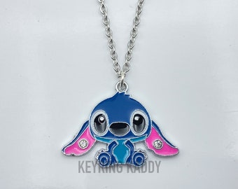 Stitch Necklace With Gem Stones Lilo Stitch Charm Pendant Chain in Gift Bag Stitch