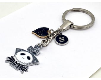 Personalised Initial Keyring Jack Skellington Initial Keychain Jack Skellington The Nightmare before Christmas Personalised Keyring Gift