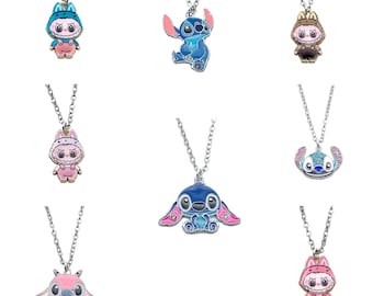 Stitch Charm Necklaces La Monster Rabbit Pendant Chain Necklace Gift
