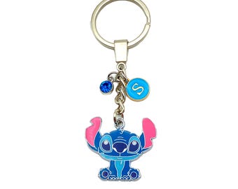 Stitch Personalised Keyring Lilo Stitch Initial Charm Keychain Girls Gift