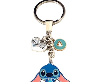 Stitch Keyring Lilo and Stitch Keychain Daughter Heart Charm Daughter Key Ring Girls Stitch Birthday Keyring Daughter Birthday Gift