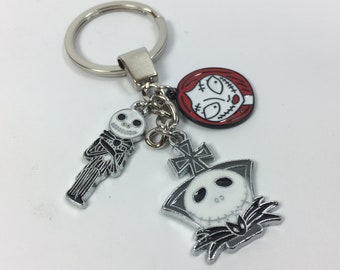 Jack Skellington The Nightmare Before Christmas Keyring Jack and Sally Keychain Gift Bag