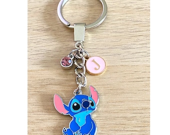 Stitch Personalised Keyring Initial Charm Keychain