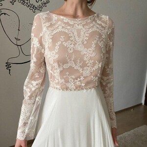 Vintage lace wedding dress, bohemian lace wedding dress, victorian bridal gown image 2