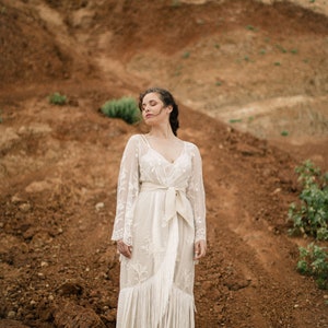 Fringe wedding dress, Bohemian wedding dress, cotton wedding dress, amazing lace wedding dress, vintage wedding dress, boho bride image 9