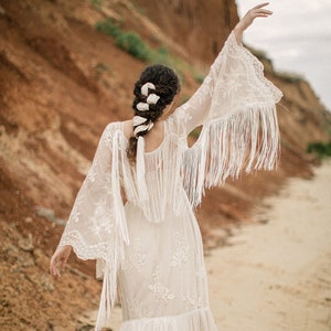 Fringe wedding dress, Bohemian wedding dress, cotton wedding dress, amazing lace wedding dress, vintage wedding dress, boho bride image 8