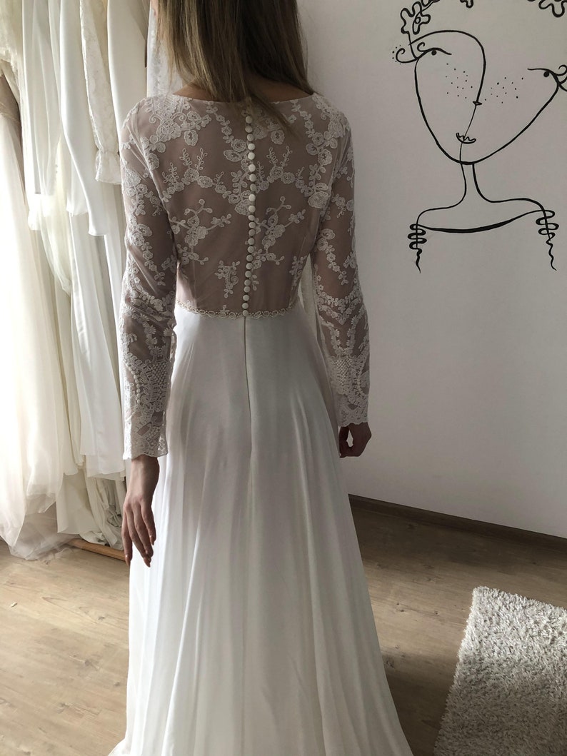 Vintage lace wedding dress, bohemian lace wedding dress, victorian bridal gown image 6