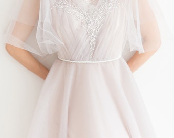 SALE tulle wedding dress, Fluffy wedding dress, Fairytale wedding dress, purple bridal gown, Handmade embroidery wedding dress