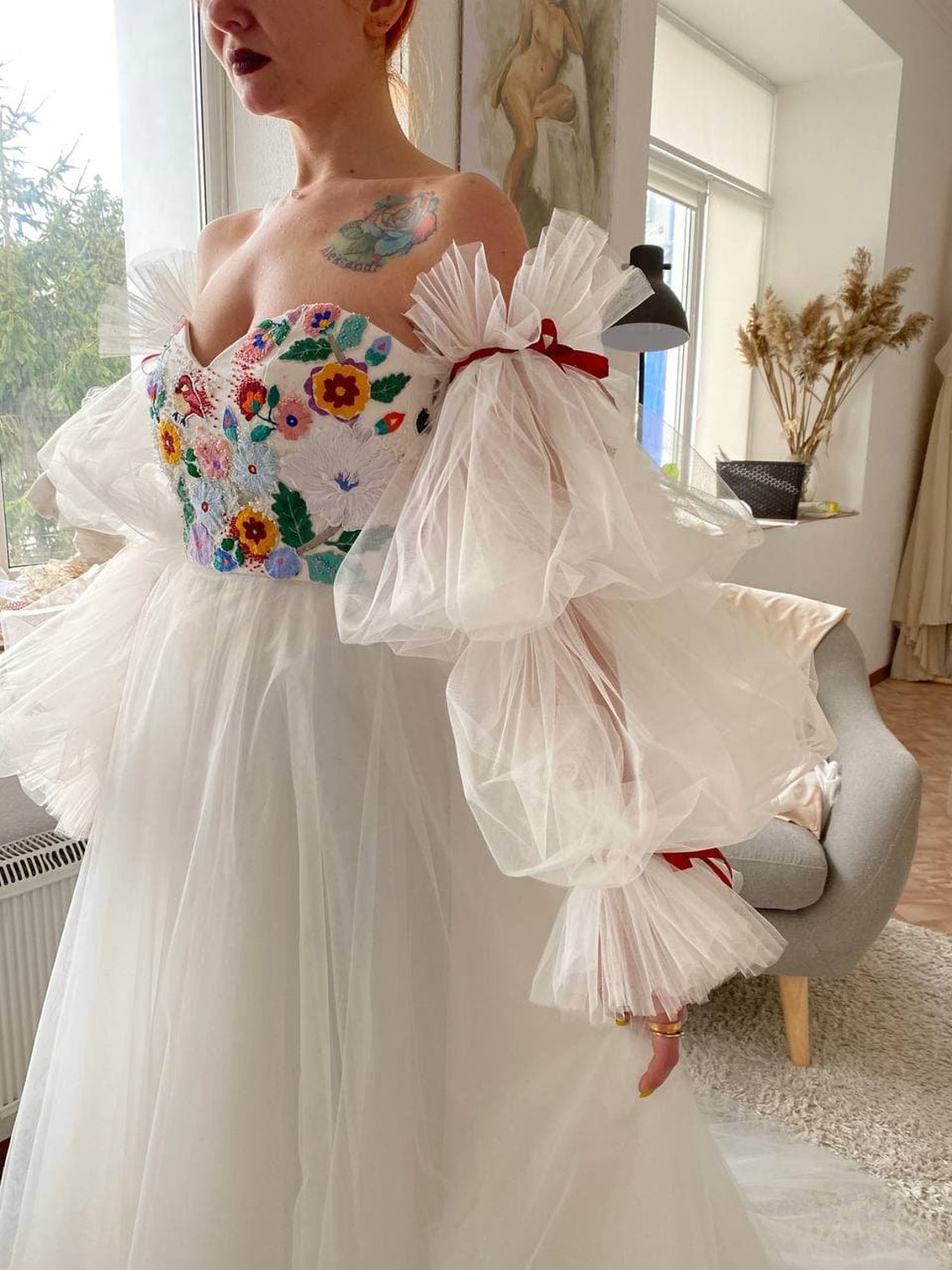 Detachable bridal sleeves julliet puffs tulle puff removable Etsy