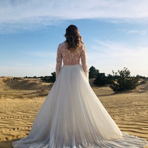 Vintage lace wedding dress, bohemian lace wedding dress, victorian bridal gown image 10