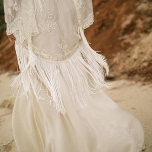 Fringe wedding dress, Bohemian wedding dress, cotton wedding dress, amazing lace wedding dress, vintage wedding dress, boho bride image 4