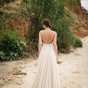 Linen wedding dress with handmade embroidery, ethereal wedding dress, rustic wedding dress, cotton wedding dress, eco friendly wedding dress image 6