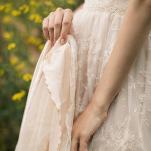 Bohemian lace blush wedding dress image 7