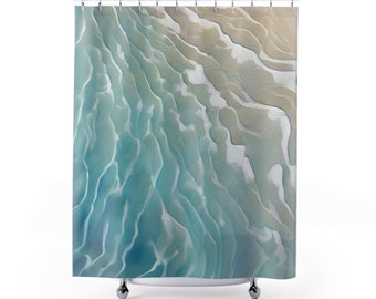 Sand Meets Water Shower Curtains