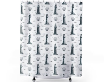 Lighthouses & Seashells Shower Curtains