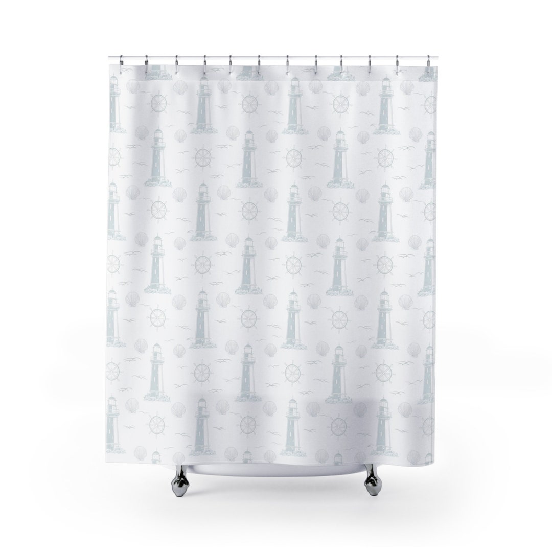 Lighthouses, Ship's Wheels & Seashells Shower Curtains - Etsy