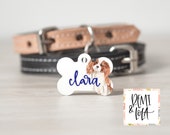 BLENHEIM Printed Dog Tags - BONE - Pet ID Tag, Custom Dog Tag, Pet Identification, Pet Tag, Crate Tag