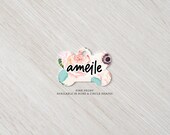 Custom Pink Peony Design Dog Tags - BONE - Pet ID Tag, Custom Dog Tag, Pet Identification, Pet Tag
