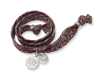 Pulsera de Algodón con Medalla de San Cristóbal Bendito. Talismán Moneda Colgante Chapado en Plata. Pulsera Nudo Charm – Regalo para Protección