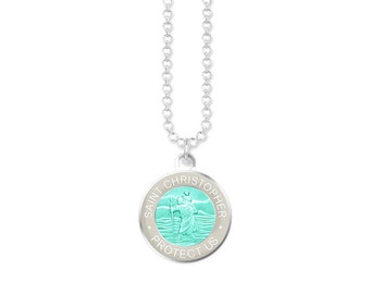 Blest Medium Saint Christopher Necklace Coin Medal with Pendant Talisman, Unisex Charm. Waterproof & Antiallergic. Gift for Protection.