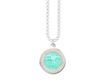 Blest Collar Mediano de San Cristóbal Medalla de Moneda con Talismán Colgante, Charm Unisex. Impermeable y antialérgico. Regalo para protección.