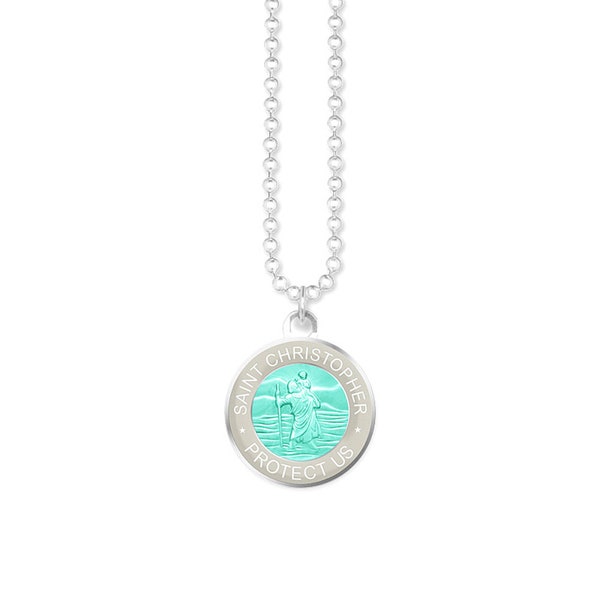 Blest Medium Saint Christopher Necklace Coin Medal with Pendant Talisman, Unisex Charm. Waterproof & Antiallergic. Gift for Protection.