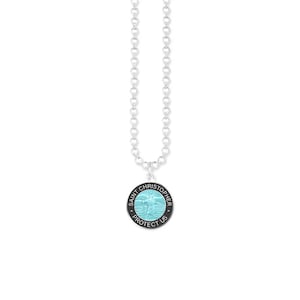 Collana con ciondolo a forma di piccola pallina di San Cristoforo, medaglia e talismano, ciondolo unisex. Impermeabile e antiallergico. Regalo per la protezione.