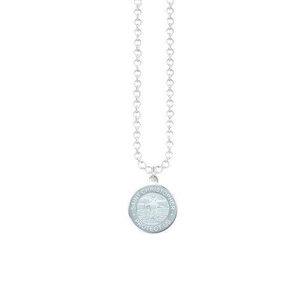 Blest Small Saint Christopher Ball Chain Necklace Medal with Pendant Talisman, Unisex Charm. Waterproof & Antiallergic. Gift for Protection