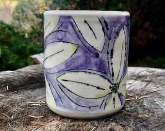 Ceramic Floral Mug -  Handmade Porcelain Coffee Cup