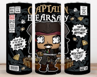 Johnny Depp Captain Hearsay 20 oz Stainless Steel Tumbler w/straw.  FREE SHIPPING!