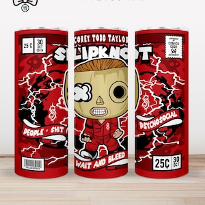 Corey Taylor Slipknot Inspired Custom 20 oz Stainless Steel Tumbler with a plastic /straw.  FREE SHIPPING!