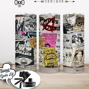 Vintage Punk Flyer Custom 20 oz Stainless Steel Tumbler with FREE bonus gift!  FREE SHIPPING!