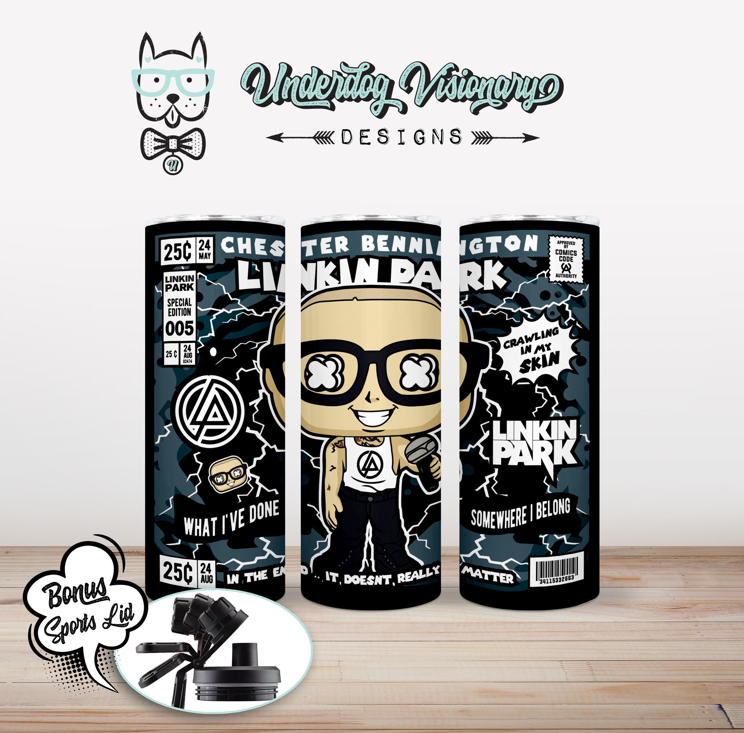 Linkin Park Inspired Custom 20 Oz Stainless Steel Tumbler With a