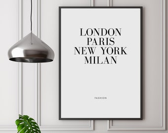 Fashion Capitals Print: London, Paris, Milan, New York Poster (Digital Download)