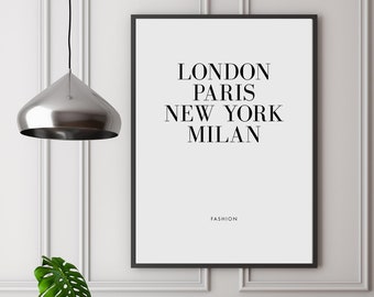 Fashion Capitals digital print by Lustprint - Digital artwork, instant download, London Paris Milan New York, digital fashion cities poster