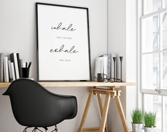 Inhale Exhale Print: Scandi Typography Wall Art Poster (Digital Download)