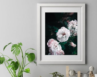 Winter White Flowers Photography Print: Minimalist Floral Art Poster (Digital Download)