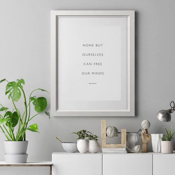 Free our minds Bob Marley quote digital print by Lustprint - instant download, Scandinavian poster, lyrics typography wall art, motivational