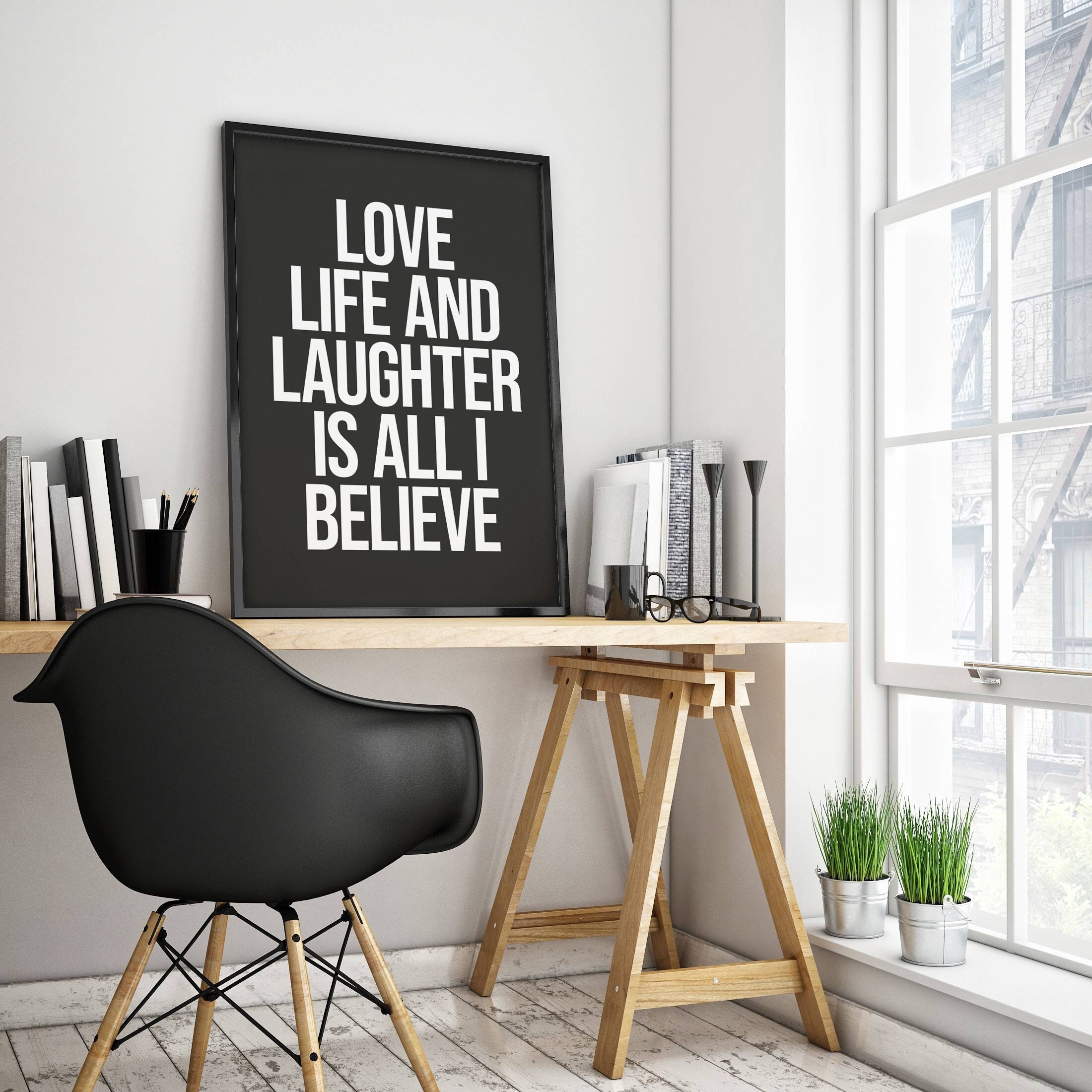 Love Life Laughter Black Digital Print by Lustprint Instant - Etsy