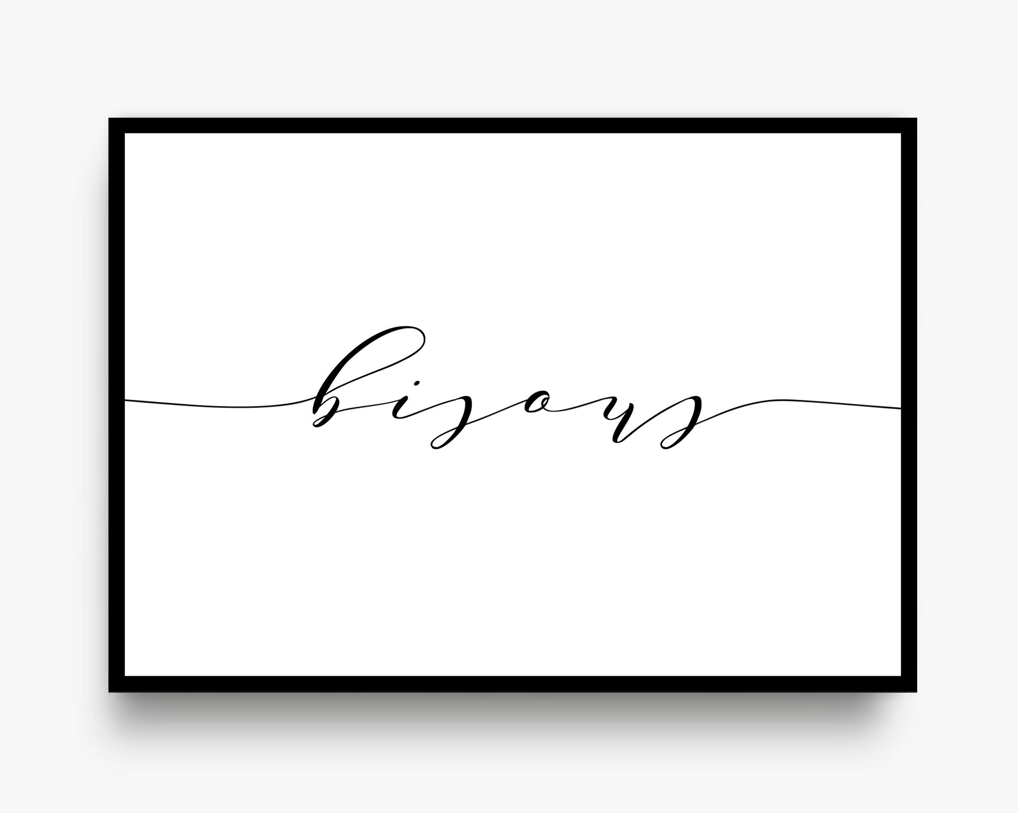 Bisous Print: Calligraphy Typography Wall Art Poster (digital Download ...