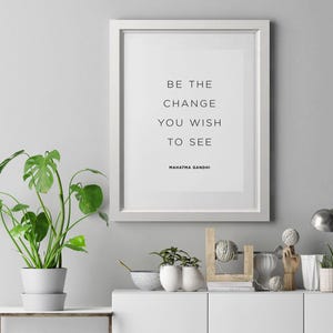 Be the change Gandhi typography print by Lustprint - Digital artwork, instant download, Be the Change Gandi quote poster, Gandhi quote print